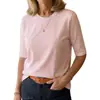 2026 Ropa de Mujer Transfronteriza de Amazon Camiseta Cómoda Versátil Casual Cuello Redondo Hombro Normal Manga Media Ropa Exterior Ropa Interior Top