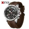 Reloj Multifuncional Seis Manecillas Oufani Cronógrafo Deportivo Cuarzo Calendario Juvenil Resistente al Agua Reloj para Hombre