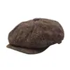 Lavable Verano Nuevo Retro Octagonal Sombrero Hombres Ala Corta Gorra Plana Tendencia Mujeres Gorra de Boina Británica