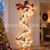 Decoración de Pared Navideña Muñeco de Nieve Reno Trineo Tren Pegatina de Pared 3D LED Luminosa Decoración de Escena para Escaleras