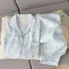 Pijama de Algodón Nube para Mujer Primavera y Otoño Manga Larga Conjunto de Dos Piezas Casual Adelgazante Femenino Ropa de Casa Ropa Exterior Conjunto de Ropa de Casa