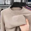 Suéter masculino 100% lã pura de lã australiana para jovens e meia-idade, nova camiseta básica de gola redonda outono e inverno 2026, vestuário masculino