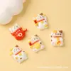 Accesorios de Gato de la Fortuna de Resina de Dibujos Animados para Manualidades DIY Infantiles, Llaveros de Pegamento Cremoso, Pinzas para el Cabello, Imanes para Refrigerador, Accesorios al por Mayor