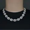 Pulseira e Colar Cubanos de Hip-Hop Europeu e Americano Transfronteiriços com Pedras Quadradas Microincrustadas e Corrente Cubana Totalmente Diamantada