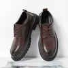 Zapatos de cuero para hombre, estilo británico, business casual, zapatos Derby formales, suela gruesa, que aumentan la altura, zapatos de boda para el novio - 2851
