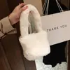 Bolso de Felpa Otoño e Invierno para Mujer, Bolso de Mano Tipo Cesta de Verduras de Imitación de Lana de Partículas, Bolso Cubo Simple y Versátil, Bolso Bandolera de Felpa