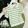 Polo de Punto con Cremallera y Rayas de Verano 2026 para Mujer, Corte Holgado, Cuello Camisero a Rayas, Top de Color Contrastante