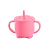 Taza de Silicona para Bebé con Dos Asas y Popote Resistente a Altas Temperaturas Taza para Beber Bebé Taza de Agua Pingüino Utensilios de Alimentación Suministro Exclusivo Transfronterizo