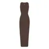 Nuevo Vestido de Estilo Europeo y Americano Transfronterizo Kardashian Cuello Cuadrado Tirantes con Abertura Falda Larga Vestido Bodycon