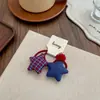 Pasador de Estilo Coreano Nuevo a Cuadros Rojos y Azules con Estrella y Moño Estilo Universitario Chica a la Moda Pasador para Flequillo de Mujer