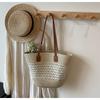 Bolso de Paja Tejida para Mujer de Gran Capacidad Verano Nuevo Costuras de Color en Contraste Bolso de Hombro Textura Viajero Playa Mar