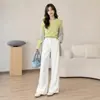 Elegante Retro / Separador de Libros / Pantalones de Pierna Ancha de Chenilla Atmósfera Otoño/Invierno Textura de Gamuza Pantalones Casuales Pantalones Rectos Adelgazantes
