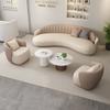 Sofá Silla de Arte de Cuero Curvado de Lujo Ligero Combinación de Mesa de Centro Sala de Estar Salón de Belleza Traje Área de Descanso Sofá Vestíbulo de Hotel