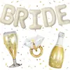 Blanco Crudo Letra Novia por Ser Anillo de Diamante Letra Botella de Vino Copa de Vino Combinación Globo Boda Fiesta Preboda Decoración