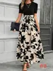 Vestido de moda elegante con estampado floral de cintura alta para mujer europea y americana, Amazon transfronterizo 2025