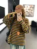 Suéter Casual de Punto Suave a Rayas de Bloques de Color Estilo Coreano 2026 Primavera y Otoño Nuevo Camisa Básica Holgada de Manga Larga para Mujer Tendencia