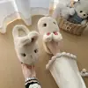 Pañuelo para la cabeza con cabeza de conejito, Zapatillas de algodón 2026 Invierno Nuevo Hogar Interior/Exterior Antideslizantes Cálidas Lindas Zapatillas de Felpa