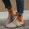 Exportación al por mayor de fábrica Zapatillas Baotou Talla Grande para Mujer 2023 Nuevas Zapatos Perezosos Sin Tacón con Hebilla Sliers