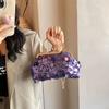 Bolsa Pequena Brilhante Feminina 2024 Nova Bolsa Transversal Distinta Bolsa de Corrente com Lantejoulas Bolsa com Fecho Fashionable Bolsa de Mão para Noite