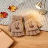 Ciclismo de Invierno Transfronterizo A Prueba de Frío y Cálido con Parte Superior Plegable de Felpa Estilo Japonés para Estudiantes Femeninas Guantes de Algodón sin Dedos Halloween Luminosos Invierno