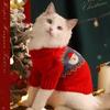Ropa personalizada para gatos Invierno Rojo Festiva Suéter de Año Nuevo para Gatos y Ragdolls Celebrando el Año Nuevo Mascota Gatito Saludos de Año Nuevo