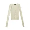 Cárdigan de Punto para Mujer, Estilo Puro Deseo, Chica Picante, Hueco, de un Solo Botón, Manga Larga, Ajuste Delgado, Cuello en V Profundo, Chaqueta Ribeteada Sexy para Primavera