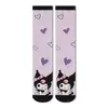 Meias de Algodão Kuromi para Crianças, Meias Longas para Meninas, Meias de Cano Médio com Desenho para Primavera e Outono, Meias de Cano Médio Estilo Coreano para Meninas