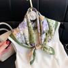 Lenço Quadrado Pequeno Estilo Chinês Lenço de Seda Lenço de Cabeça Feminino Primavera e Outono Verão Combinando com Camisa Lenço de Proteção para o Pescoço Lenço Fino para Mãe