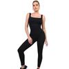 Macacão esportivo feminino personalizado de fábrica da Amazon, sem costura, para ioga, gola quadrada, com nervuras, para esportes ao ar livre