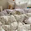 Estampado de Gatito de Dibujos Animados Tela tipo Nube Clase A Juego de Sábanas y Funda de Edredón de Cuatro Piezas para Cama de Dormitorio Juego de Tres Piezas Ropa de Cama para Niños