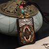 Collar colgante thangka de ébano estilo chino Nepal Bodhisattva Buda marca Xizang vintage cadena para suéter colgante regalo