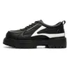 Sapatos Casuais de Couro Masculinos com Solas Grossas e Aumento de Altura, Novo Estilo Coreano Preto Ins Calçados da Moda para Todas as Estações, Sapatos Masculinos Estilo de Rua