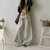 Pantalones de pierna ancha para niña con solapa trasera, Nuevo estilo Otoño 2026, Caída, Estilo Old Money, Corte holgado, Estilo BF perezoso, Falso dos piezas