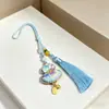 Produto Acabado: Pingente de Celular em Brocado Colorido Dupla Face em Forma de Cabaça, Chaveiro de Bolsa com Borla Roxa, Cor Roxa, Feito à Mão