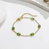Moda Ins Europeia e Americana Elegante Corrente Clavicular Esmeralda Design Elegante Pulseira de Aço Titânio para Mulheres Que Não Desbota Atacado Versátil