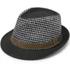 Sombrero de sol de paja, fedora pequeño, sombrero de jazz retro de malla para hombre, sombrero de protección solar de retazos estilo coreano, sombrero de moda de verano estilo británico