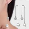 Coreia do Sul Longo Franja Shambhala Brincos de Bola de Diamante Brincos Femininos Simples Pérola Brincos de Jóias de Orelha Brincos de Cobre Estilo Coreano Estilo Coreano