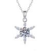 Suministro de Joyería Transfronterizo: Cadena para Clavícula de Plata S925 con Colgante de Copo de Nieve Marquise de Cinco Puntas, Collar de Moissanita Color D de 1 Quilate