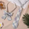 Jk Small Tie Preto Feminino Estilo Universitário Uniforme Gravata Borboleta Xadrez Camisa Sem Gravata Acessórios Decorativos Menina