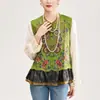 Jaqueta colete vintage de inspiração étnica estilo chinês novo, com bordado pesado modificado, para mães, com qualidade garantida e efeito rejuvenescedor.