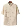 Ropa Tradicional China de Verano para Hombres de Mediana Edad y Mayores, Conjunto Bordado de Manga Corta de Seda de Hielo, Conjunto de Dos Piezas Hanfu de Estilo Chino con Botones para Abuelo