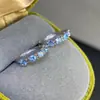 Pendientes de Plata de Ley 925 con Aguamarina Natural Incrustada Anillo para Mujer Joyería de Piedras Preciosas de Colores Dropshipping