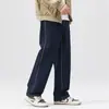 Jeans de pierna ancha azul oscuro para hombre, pantalones de otoño de corte recto holgado, pantalones largos casuales para hombre, nuevo modelo 2026