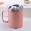 Taza de café de 12 oz con aislamiento al vacío transfronteriza, taza de regalo para oficina de negocios, taza de acero inoxidable con doble asa, venta al por mayor