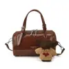 Bolsa de Mão Estilo Coreano Nicho Couro Oleado e Encerado Almofada 2026 Nova Cor Melanóide Bolsa Boston Pequena Bolsa de Ombro Transversal