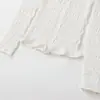 Ins atacado de roupas femininas estilo europeu e americano transfronteiriço outono novo jaqueta de malha favo de mel franzida de manga comprida com gola redonda 4938100