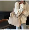 Bolsa de Lona Simples Feminina Nova de Grande Capacidade para Ombro/Axila Nicho Versátil Casual para o Dia a Dia Bolsa Tote