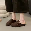 Mules retro versátiles cerrados sin cordones para mujer, nuevo estilo otoño/invierno 2026, de suela plana, de felpa, peludos, pantuflas tipo mule