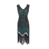 Vestido de Noche Gatsby Retro de los Años 20 S-4XL con Flecos, Bordado Pesado, Cuello en V, Vestido de Talla Grande