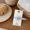 Pinza para el pelo azul linda de cachorro y oso de celebridad de internet estilo coreano, Pinza para flequillo, Pinza lateral dulce versátil de dibujos animados con diamantes de imitación para niñas